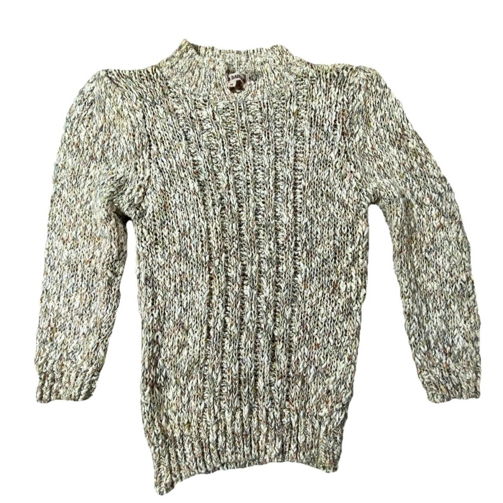 VTG Chunky Knit Sweater Women Medium Beige Textured Cozy Boho Thick Cottagecore